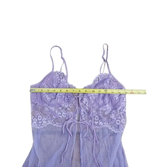 Victoria’s Secret Lingerie Lace Babydoll Sz M LAVENDER LT Purple Barbiecore VNT