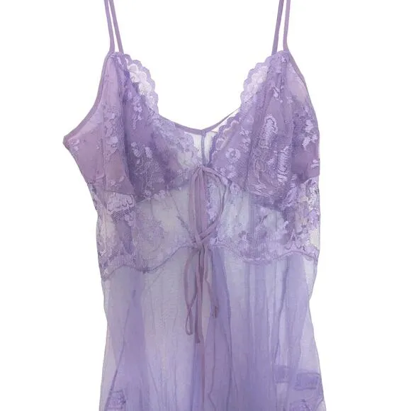 Victoria’s Secret Lingerie Lace Babydoll Sz M LAVENDER LT Purple Barbiecore VNT