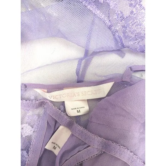 Victoria’s Secret Lingerie Lace Babydoll Sz M LAVENDER LT Purple Barbiecore VNT
