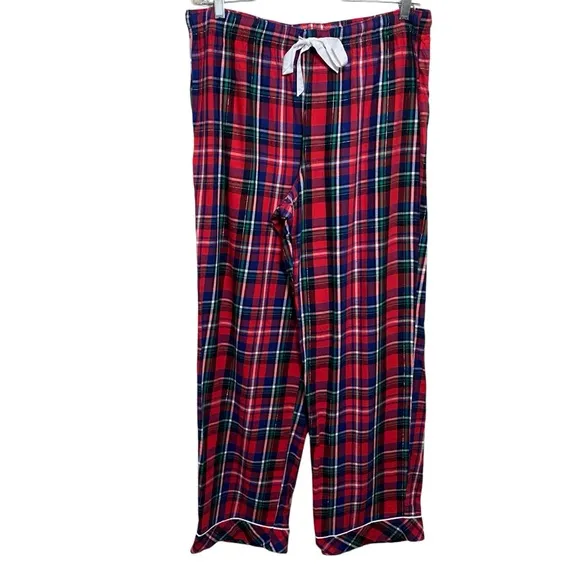 Victoria’s Secret Tartan Plaid Metallic Threading VS Embroidered Pocket PJ Set