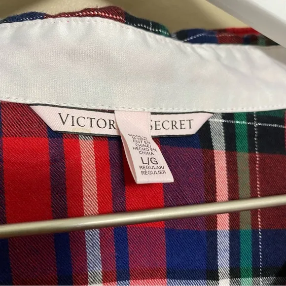 Victoria’s Secret Tartan Plaid Metallic Threading VS Embroidered Pocket PJ Set