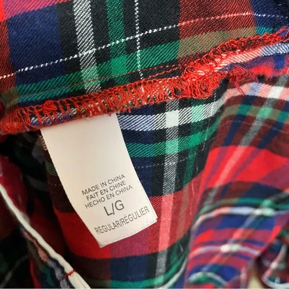 Victoria’s Secret Tartan Plaid Metallic Threading VS Embroidered Pocket PJ Set