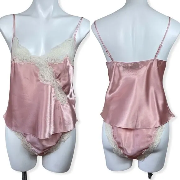 Victoria’s Secret Vintage 80s 90 Gold Label Satin Silky Cami Panty Set S M Retro