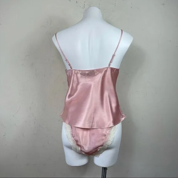 Victoria’s Secret Vintage 80s 90 Gold Label Satin Silky Cami Panty Set S M Retro