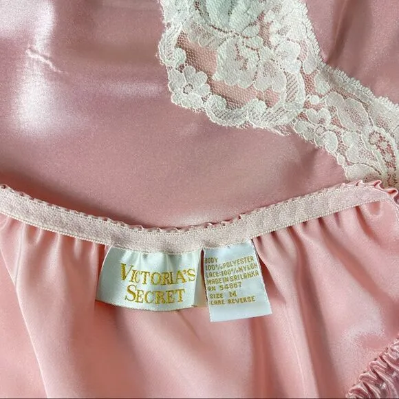 Victoria’s Secret Vintage 80s 90 Gold Label Satin Silky Cami Panty Set S M Retro