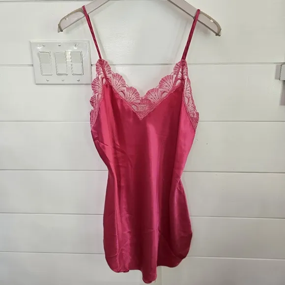 Victoria's Secret Vintage hot pink sexy sleepwear slip dress sz M Barbie Vibe