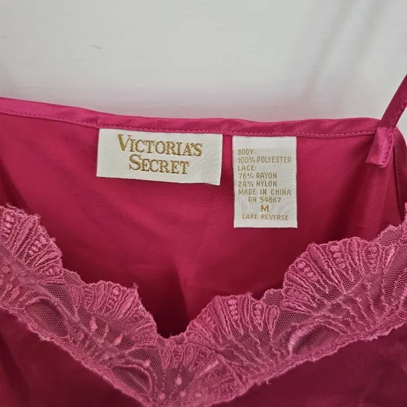Victoria's Secret Vintage hot pink sexy sleepwear slip dress sz M Barbie Vibe