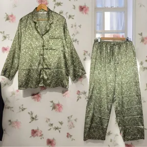 Victoria’s Secret Y2K Satin Snakeskin Animal Print  PJ Sleepwear Lounge Set M