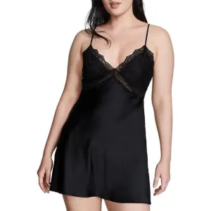 ✨Victoria's Secret Stretch Satin Lace Cutout Black Sz XL Slip✨