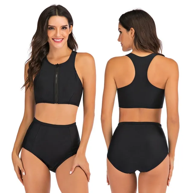 Vikionfly High Waist Bikini Set With Shorts Swimsuit Women 2021 Padded Floral Sport Swim Push Up Crop Top Swimwear Bathing Suit
