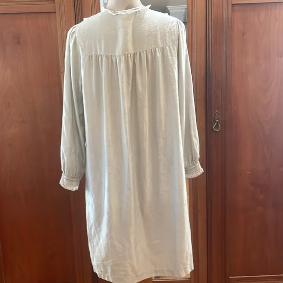 Vintage 80s Barbizon midi nightgown cuddleskin lace trim blue white women size M
