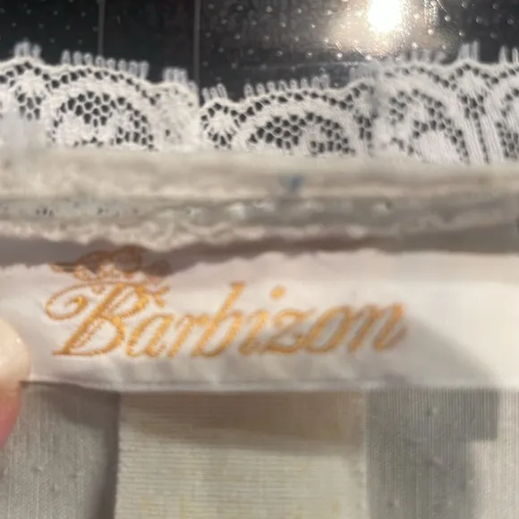 Vintage 80s Barbizon midi nightgown cuddleskin lace trim blue white women size M