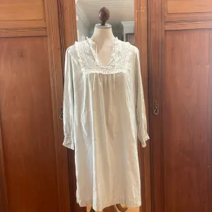 Vintage 80s Barbizon midi nightgown cuddleskin lace trim blue white women size M