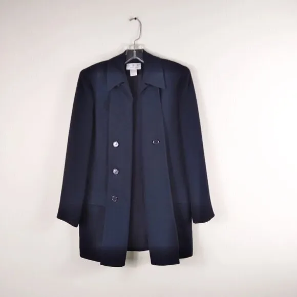 Vintage 90's Navy Blue Long Oversized Double Breasted Blazer/Swing Coat Sz2