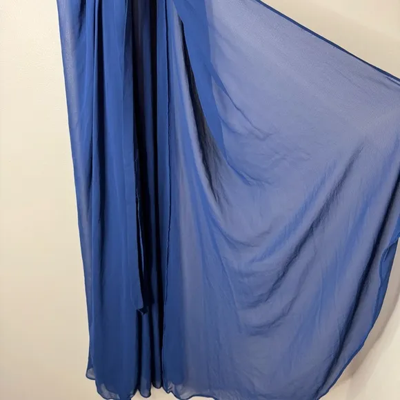 Vintage 90s Victoria’s Secret Blue Sheer Open Front Lace Push-up Maxi Nightgown