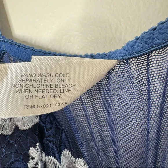 Vintage 90s Victoria’s Secret Blue Sheer Open Front Lace Push-up Maxi Nightgown