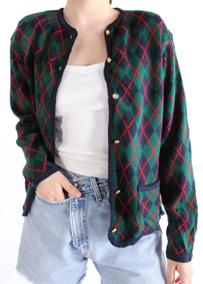 Vintage Argyle Cardigan S0697