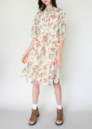 Vintage Floral Midi Dress D0061