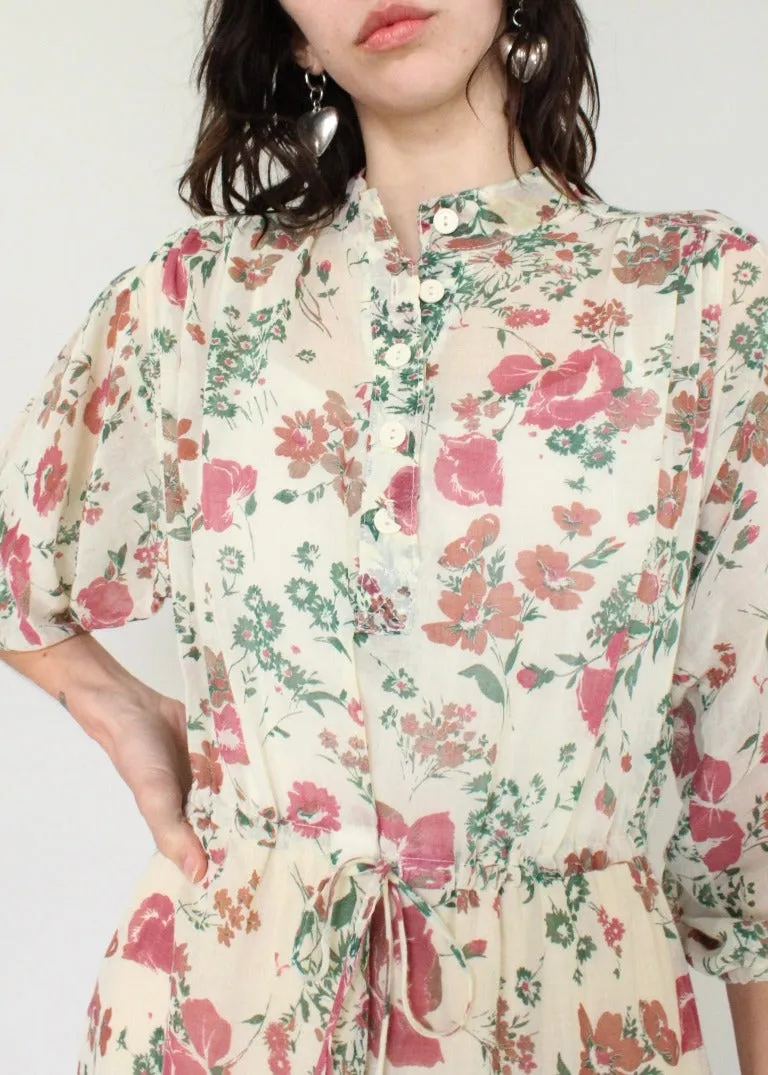 Vintage Floral Midi Dress D0061