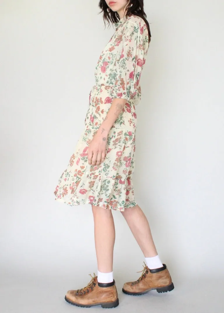 Vintage Floral Midi Dress D0061