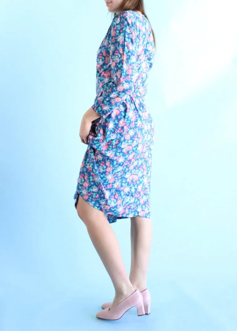 Vintage Floral Midi Dress D0162