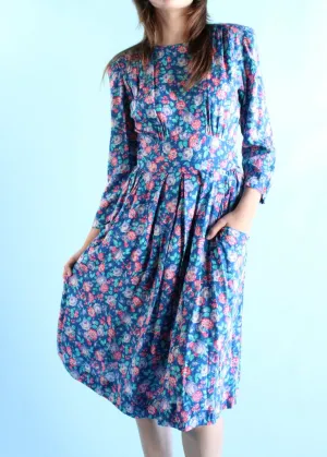 Vintage Floral Midi Dress D0162