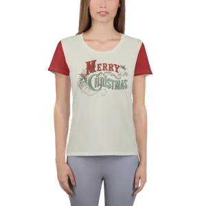 Vintage Merry Christmas -  Women's Athletic T-shirt