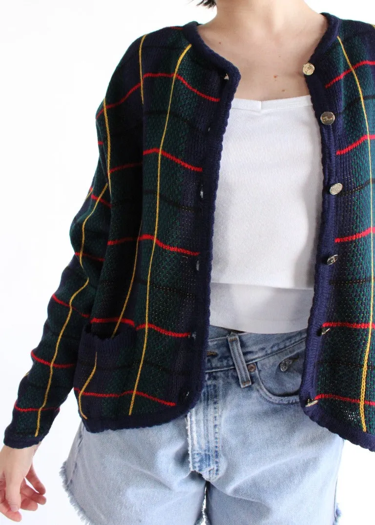 Vintage Plaid Cardigan S0456