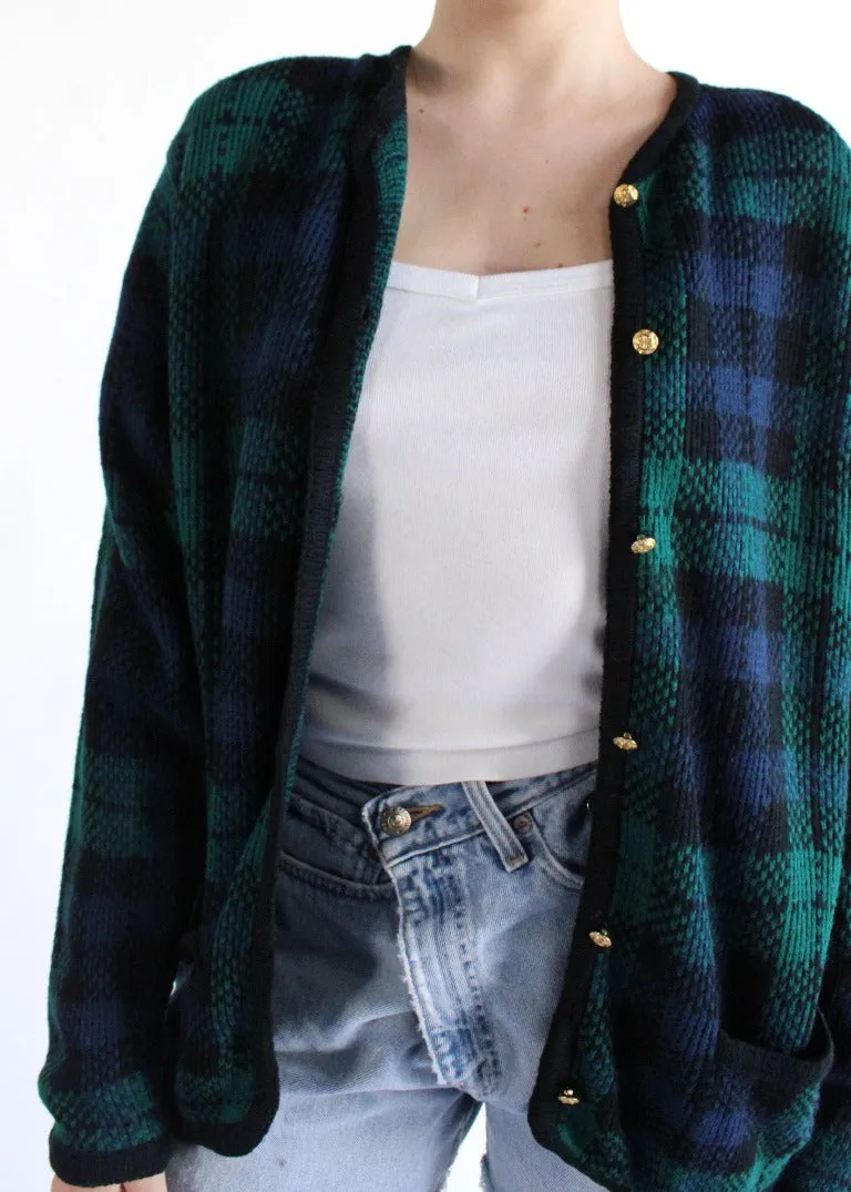 Vintage Plaid Cardigan S0457