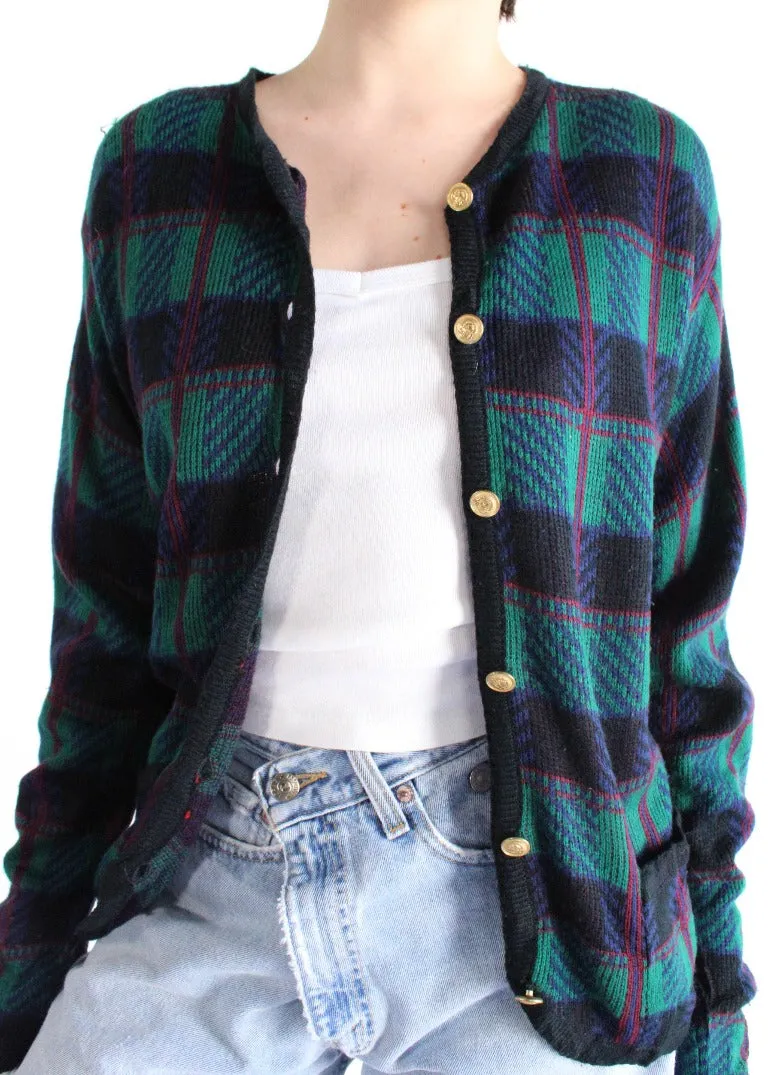 Vintage Plaid Cardigan S0718