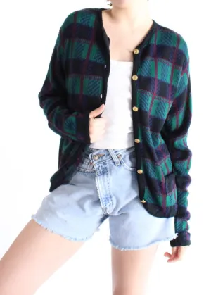 Vintage Plaid Cardigan S0718
