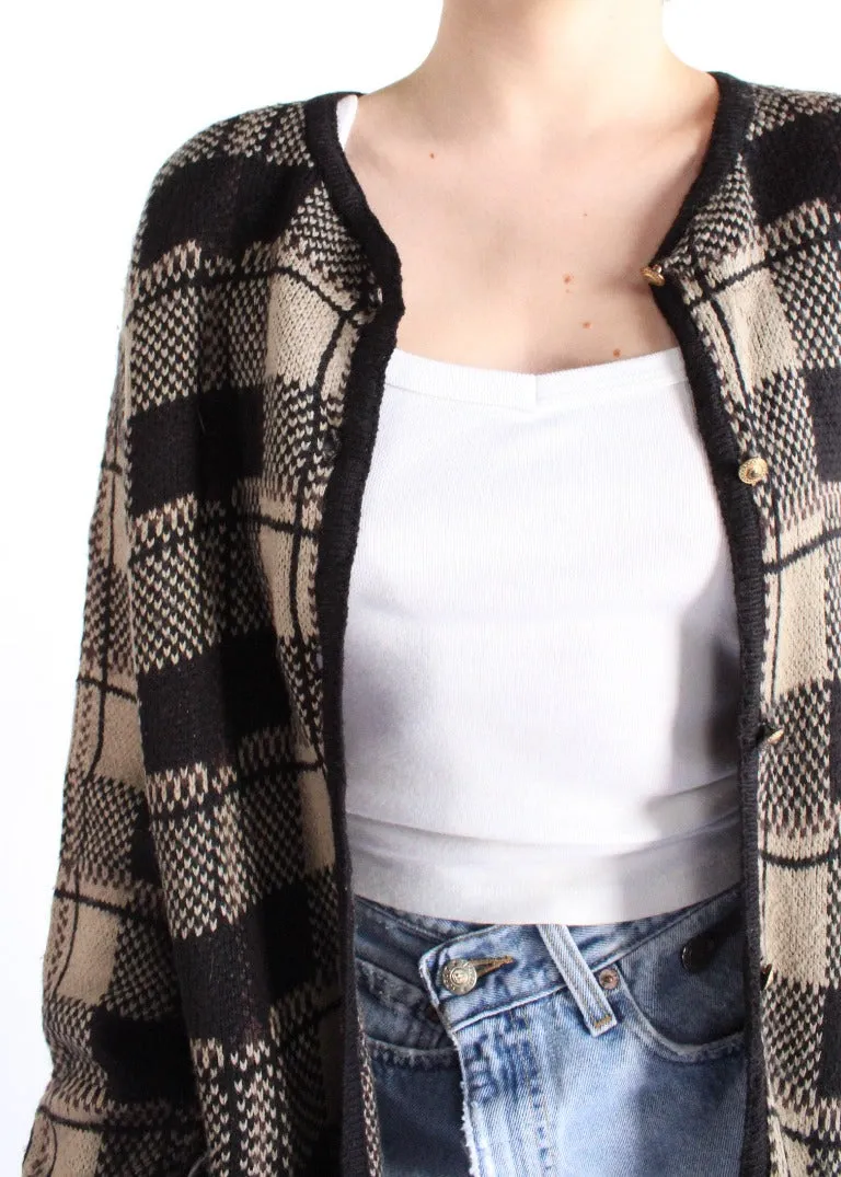 Vintage Plaid Cardigan S0758