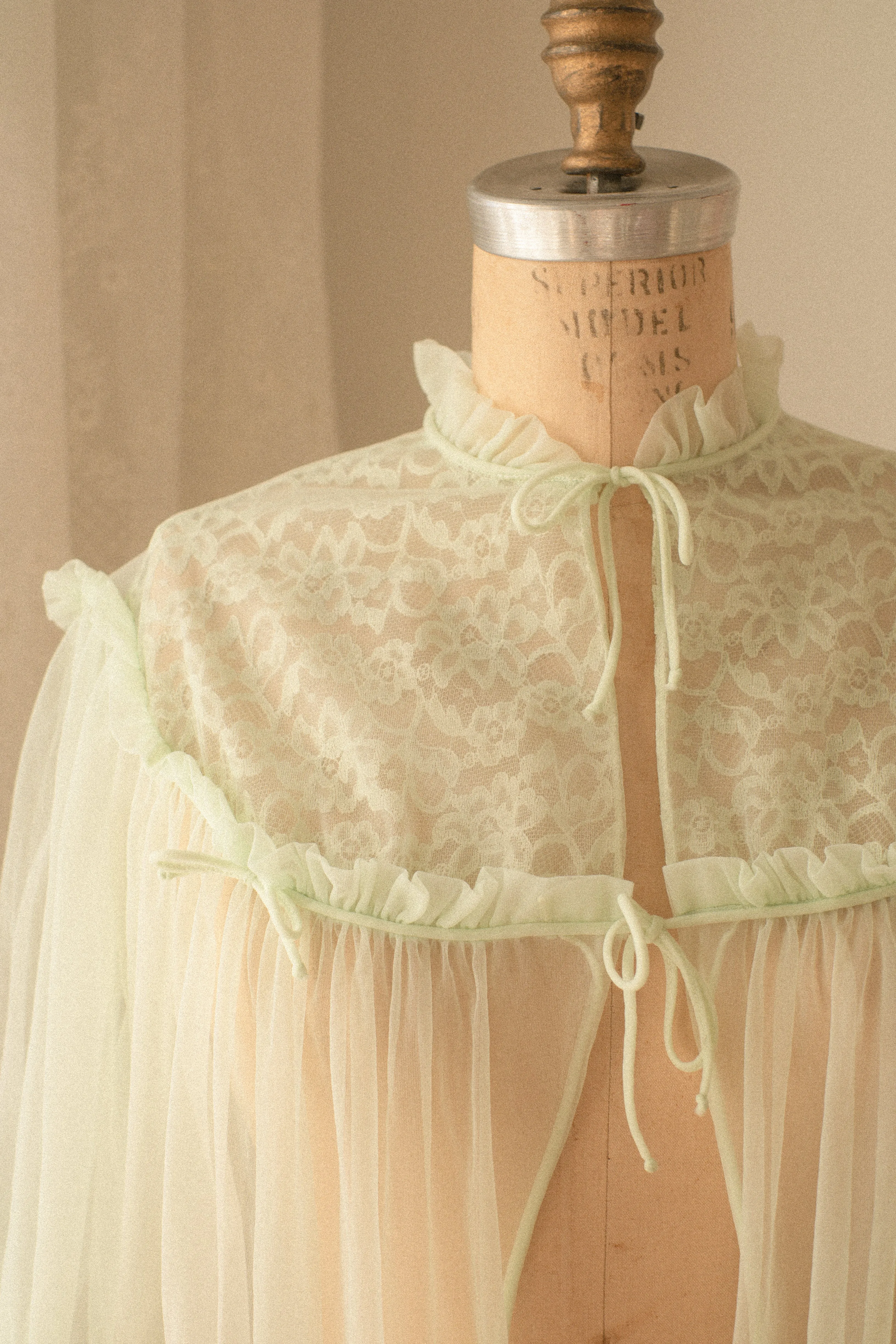 Vintage romantic sheer lace lingerie duster