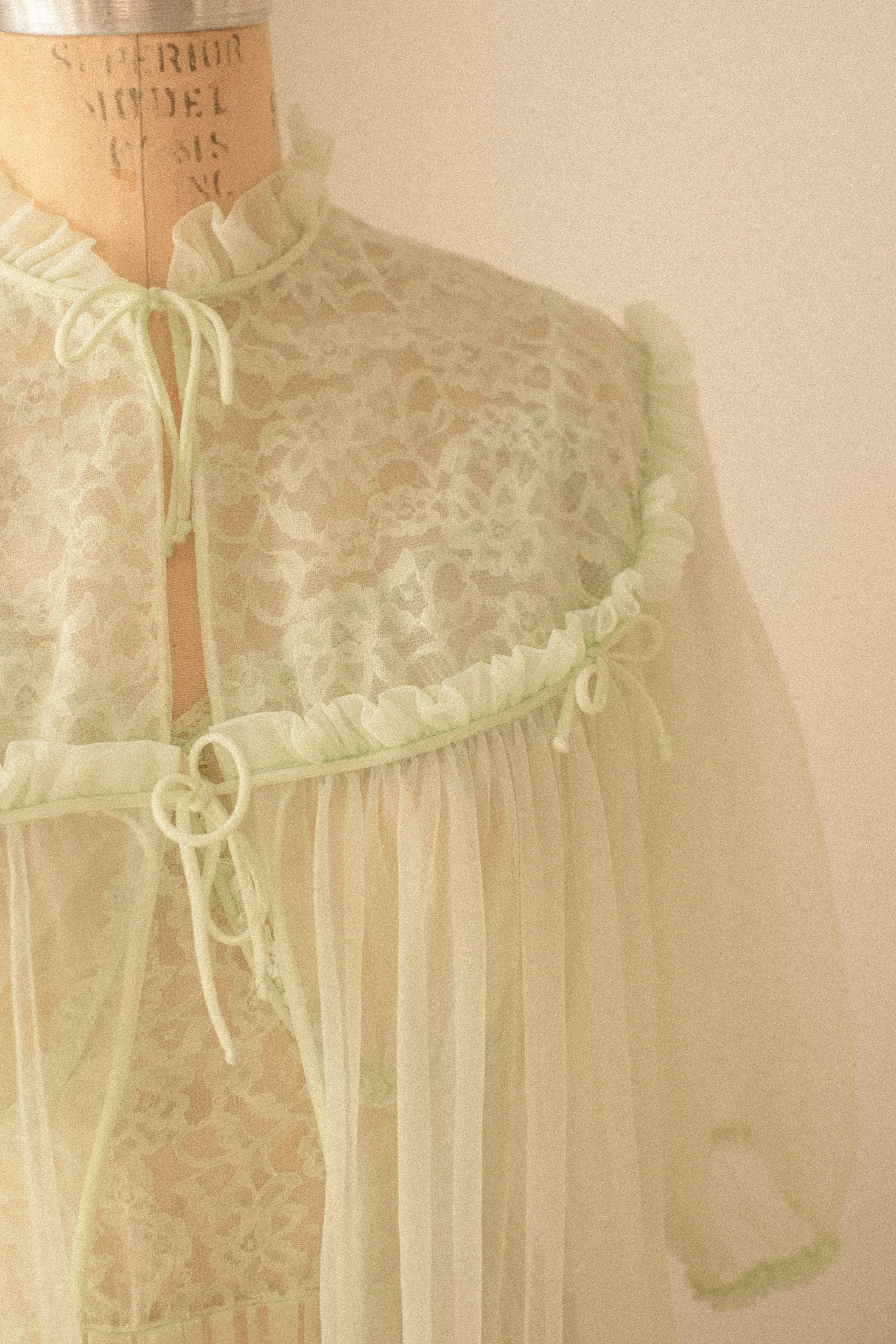 Vintage romantic sheer lace lingerie duster