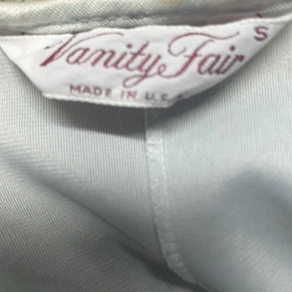 Vintage Vanity Fair nightgown long sleeve nylon  V-neck blue womens size small S