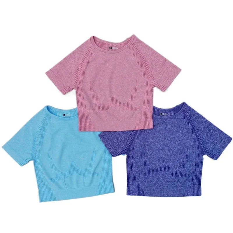Vital Seamless Yoga Top - Long Sleeve Workout Tops for Women, Fitness Sportswear Short Sleeve Crop Top, Gym Clothes Running T-shirts