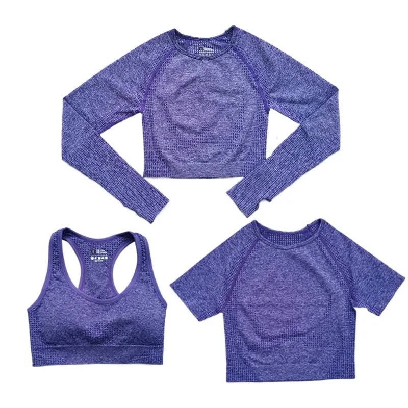 Vital Seamless Yoga Top - Long Sleeve Workout Tops for Women, Fitness Sportswear Short Sleeve Crop Top, Gym Clothes Running T-shirts
