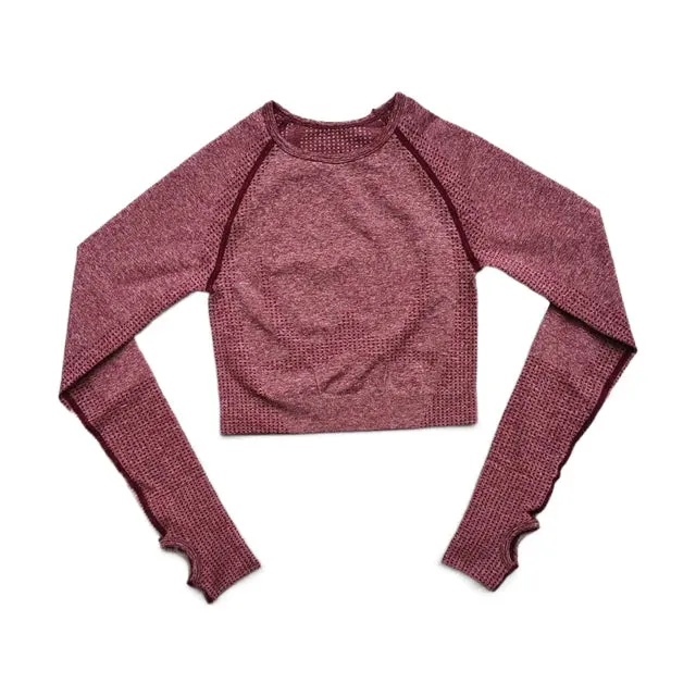 Vital Seamless Yoga Top - Long Sleeve Workout Tops for Women, Fitness Sportswear Short Sleeve Crop Top, Gym Clothes Running T-shirts