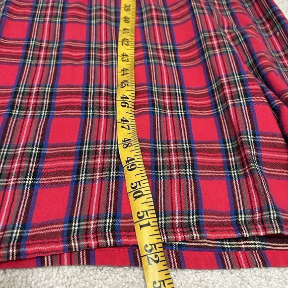 VTG Lanz Of Salzburg 70s Tartan Plaid Cotton Flannel Nightgown Red Womens Size M