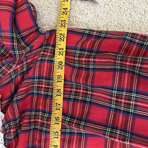 VTG Lanz Of Salzburg 70s Tartan Plaid Cotton Flannel Nightgown Red Womens Size M