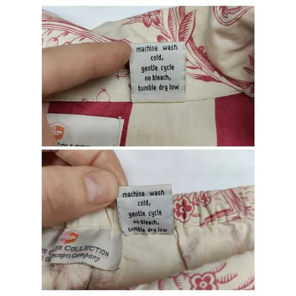 Vtg The Chandler Collection Floral Red Cream Button From Pajama Set L/XL