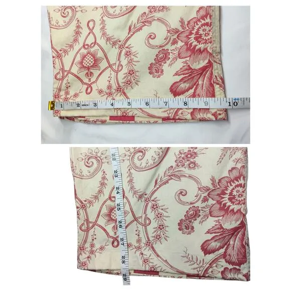 Vtg The Chandler Collection Floral Red Cream Button From Pajama Set L/XL