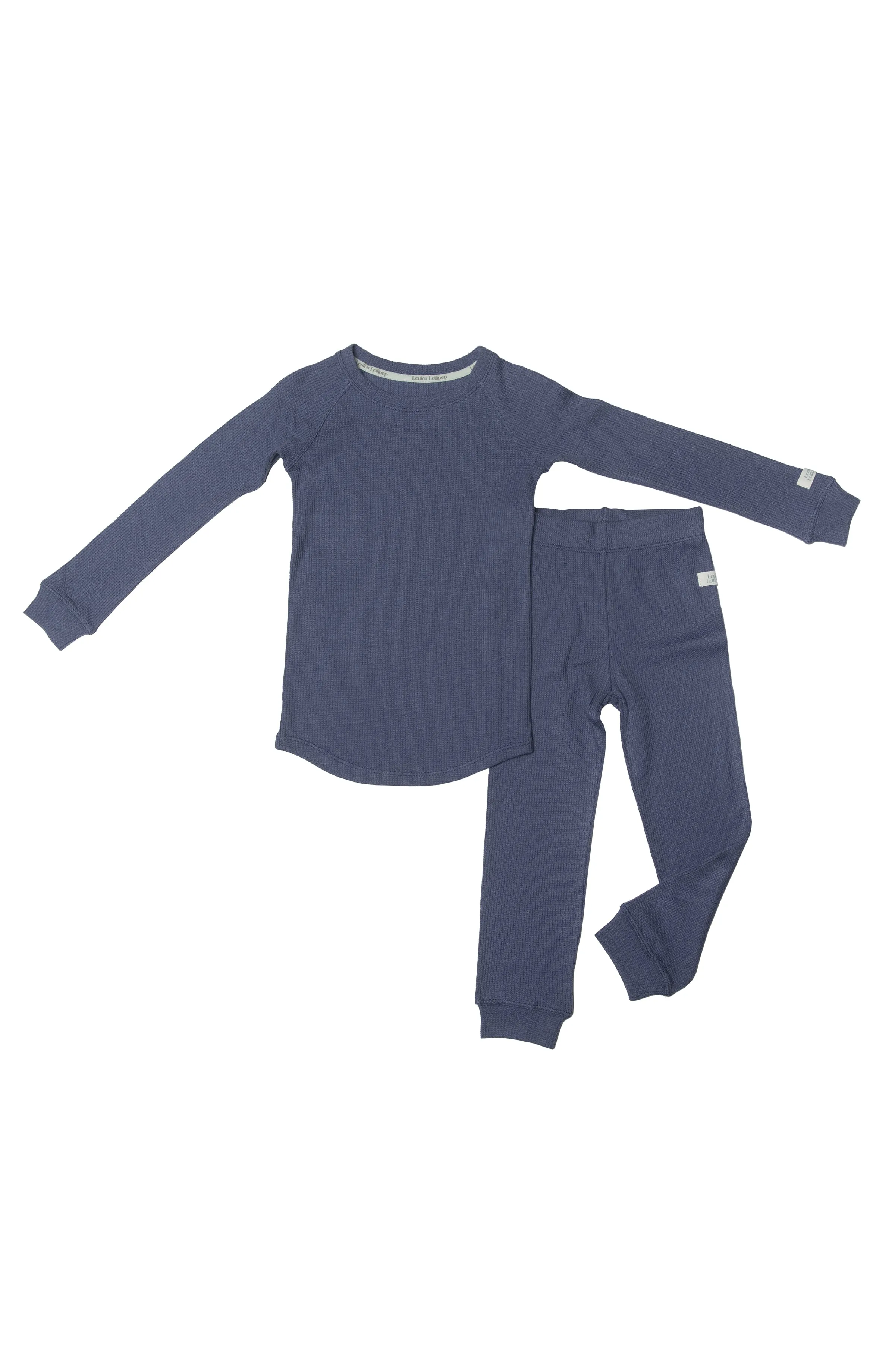Waffle Long Sleeve Pajama Set - Denim Blue
