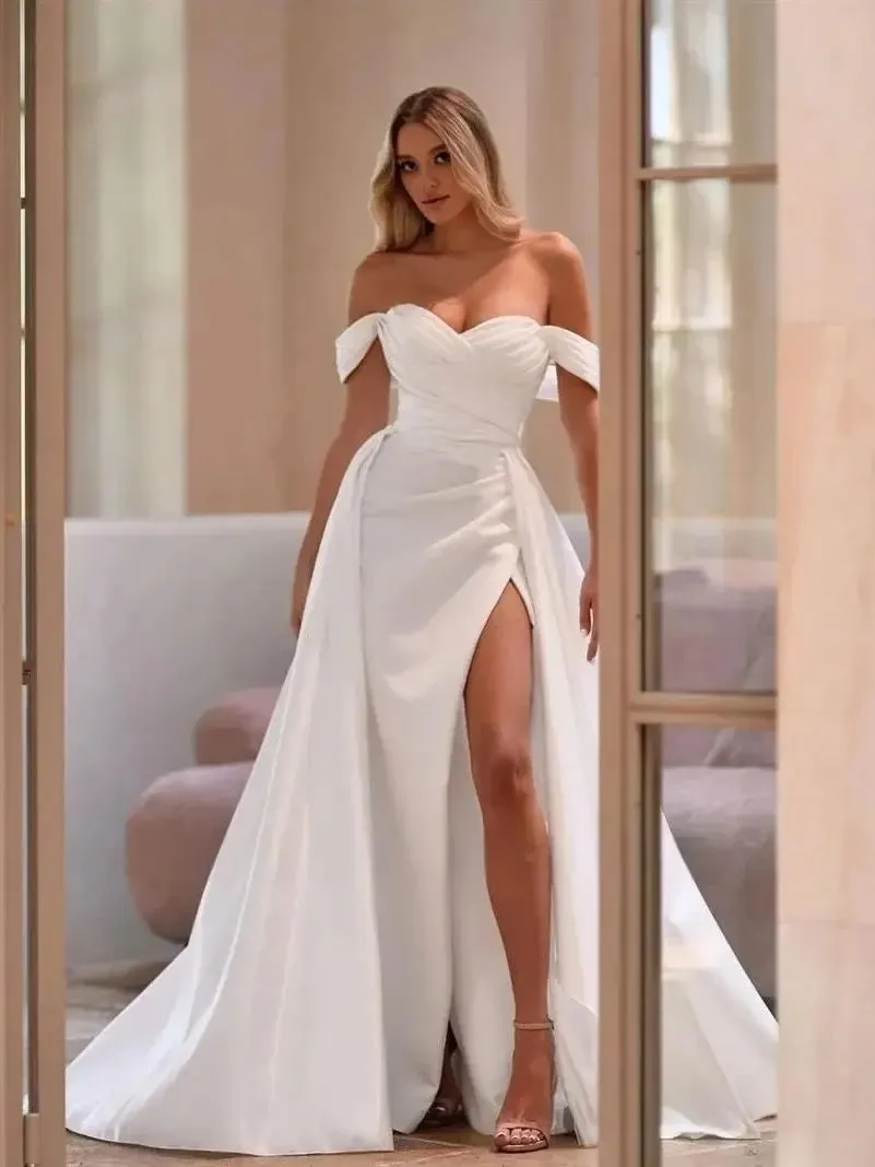 Wedding Dresses Side Slit Mermaid Prom Dresses Woman's Formal Bride