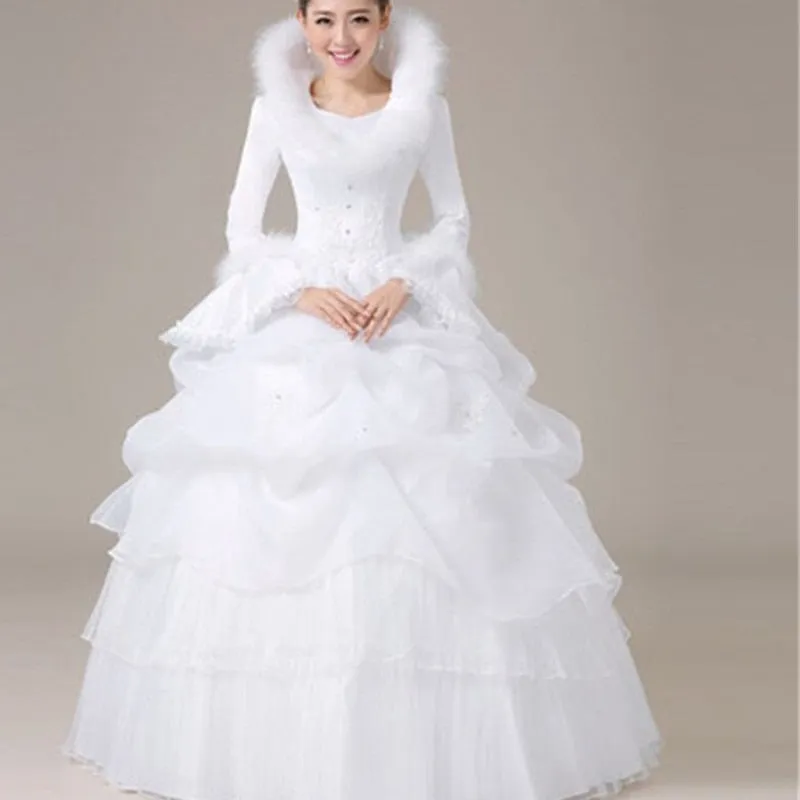 Wedding Dresses Winter Warm Long Sleeves Wedding Gowns