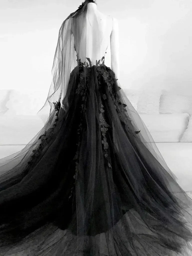 Wedding Guest Dresses: Black Wedding Dress Lace High Neck Mermaid Gowns