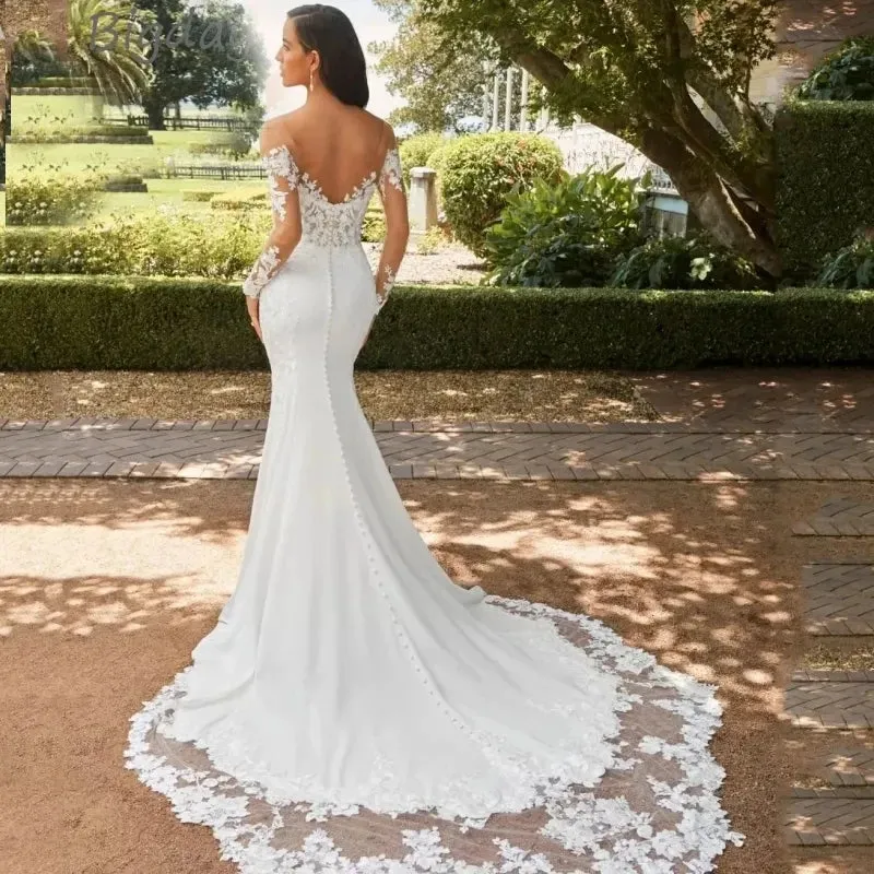 Wedding Guest Dresses: Wedding Dresses Lace Appliques Long Sleeve Ball Gowns