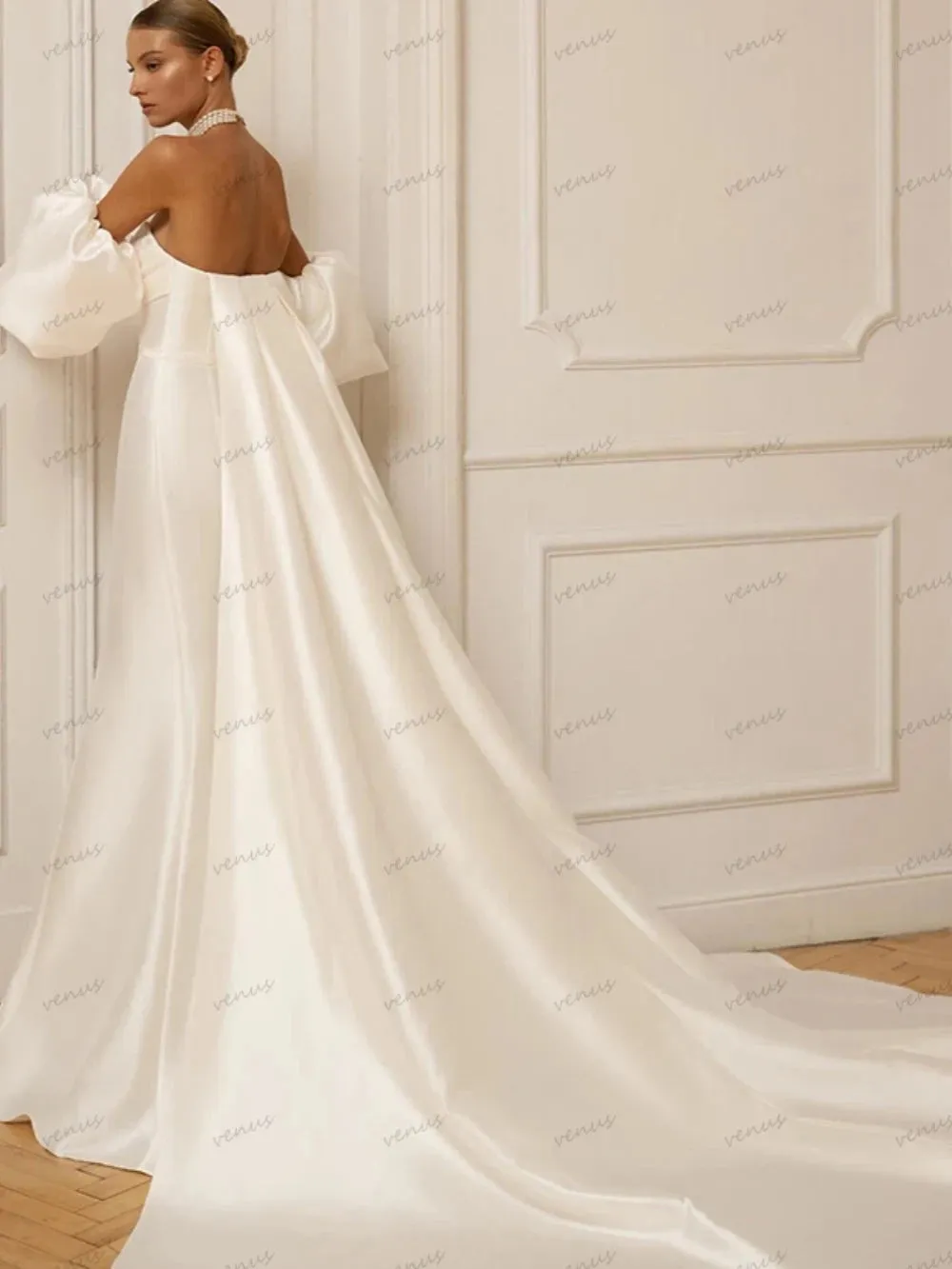 Wedding Guest Dresses: Wedding Dresses Satin Sheath Mermaid Bridal Gowns