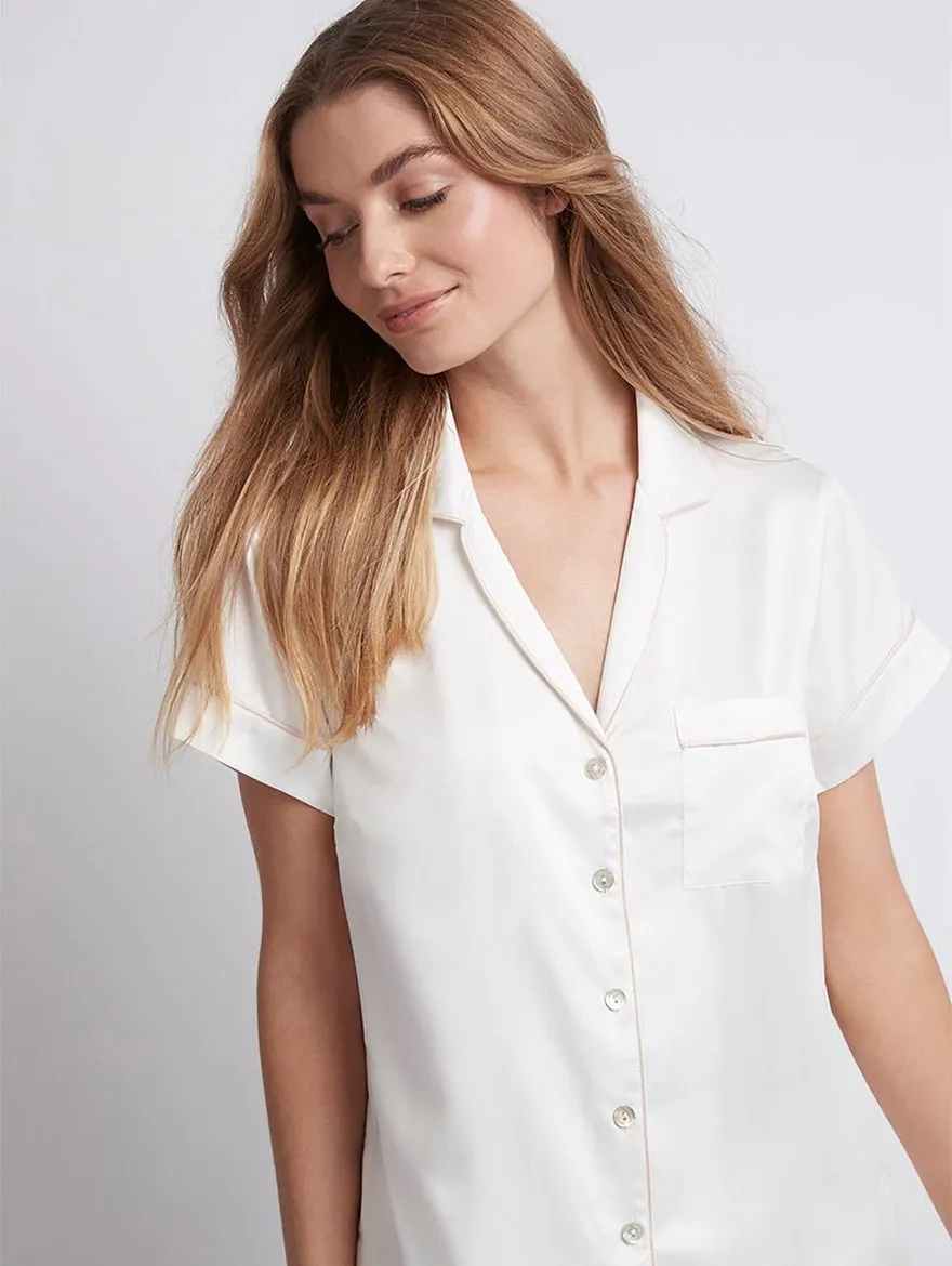 White GRACE SHORT PIPING PJ SET