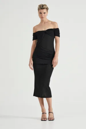 WIND THROUGH OFF SHOULDER DRESS | BLACK